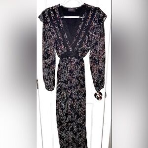 new • .object milo long sleeve metallic maxi dress